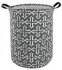 Picture of KUNRO Large Sized Round Storage Basket Waterproof Coating Organizer Bin Laundry Hamper for Nursery Clothes Toys (Cross Arrow)
