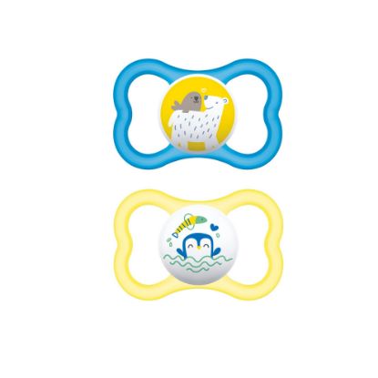 Picture of MAM Air Baby Pacifier, for Sensitive Skin, Sterilizer Case, 2 Pack, 16+ Months, Boy