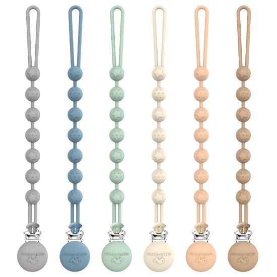 Picture of Cuddle Campus Pacifier Clip,Pack of 6 Pacifier Holder Clip with One Piece Design,Soft Flexible Silicone Baby Pacifier Holder with Texture for Boy and Girl