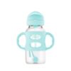 Picture of Dr. Brown's Milestones Wide-Neck Sippy Straw Bottle with 100% Silicone Handles and Weighted Straw, 9 oz/270 mL, Green, 6m+