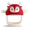 Picture of Smily Mia Never Drop Reindeer Silicone Baby Chewing Toy for 3M+ Infants, Easy to Hold Teething Miteen with Soft Textures for Sensory Exploration and Teething Pain Relief-Christmas Red