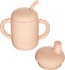 Picture of Cuddle Campus Sippy Cups 7OZ, [4 in 1] Baby Cups, Shatterproof Silicone Straw Cup,Open Cup for 6M, 6M+,6-12 Months,1/1+ Year Old Baby,Toddler (Peach Fuzz+buttercream, 7 OZ(1 Cup+2 Lids))