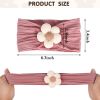 Picture of MIUXUESO 3 Pcs Baby Flower Headbands Baby Girls Nylon Headband Soft Hairbands Hair Accessories for Newborn Infant Toddler Kids (White Black Pink)