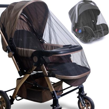 Picture of Baby Stroller Mosquito Net (2 Pack) - Durable Mesh Protection for Bassinets, Cradles, Playards, Pack N Plays & Portable Mini Cribs | Breathable Universal Fit Insect Barrier (Black)