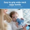 Picture of Dr. Brown's Milestones Wide-Neck Sippy Spout Bottle with 100% Silicone Handles, Easy-Grip Handles with Soft Sippy Spout, 9oz/270mL, Light-Blue, 1-Pack, 6m+