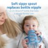 Picture of Dr. Brown's Milestones Wide-Neck Sippy Spout Bottle with 100% Silicone Handles, Easy-Grip Handles with Soft Sippy Spout, 9oz/270mL, Light-Blue, 1-Pack, 6m+