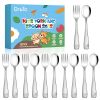 Picture of DRKIO Stainless Steel Toddler Utensils Set - 12 Pieces Kids Silverware Set Children Safe Food Grade Small Forks and Spoons Dishwasher Safe Mirror Polished