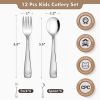 Picture of DRKIO Stainless Steel Toddler Utensils Set - 12 Pieces Kids Silverware Set Children Safe Food Grade Small Forks and Spoons Dishwasher Safe Mirror Polished