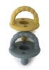 Picture of Itzy Ritzy Silicone Pacifiers for Newborn - Sweetie Soother Pacifiers Feature Collapsible Handle & Two Air Holes for Added Safety; for Ages Newborn and Up, Set of 2 in Dark Gray & Yellow