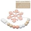 Picture of Pacifier Clip Baby Girls Binky Clips Holder Soothie Paci Clip Silicone Bead Teething Relief Teether Toy Baby Birthday Christmas Set of 2 Pack(Pinksand, Mossy Green)