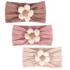 Picture of MIUXUESO 3 Pcs Baby Flower Headbands Baby Girls Nylon Headband Soft Hairbands Hair Accessories for Newborn Infant Toddler Kids (Beige Pink Khaki)