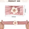 Picture of MIUXUESO 3 Pcs Baby Flower Headbands Baby Girls Nylon Headband Soft Hairbands Hair Accessories for Newborn Infant Toddler Kids (Beige Pink Khaki)