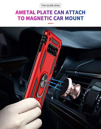 Picture of S10 Plus Case,DAMONDY Armor Dual Layer Ring Kickstand Shockproof 360 Degree Rotating Ring Drop Protection Shock Absorption Compatible Magnetic Car Mount case Holder for Galaxy S10 Plus-Black