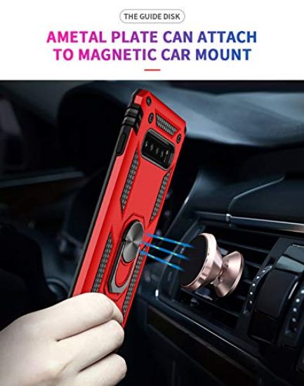 Picture of S10 Plus Case,DAMONDY Armor Dual Layer Ring Kickstand Shockproof 360 Degree Rotating Ring Drop Protection Shock Absorption Compatible Magnetic Car Mount case Holder for Galaxy S10 Plus-Black
