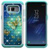 Picture of Tznzxm for Galaxy S8 Case Fashion 2 in 1 Dual Layer Anti-Scratch Heavy Duty Hard PC Silicone Bumper Shockproof Non-Slip Bling Diamond Sparkly Defender Protective Case For Samsung Galaxy S8 G Butterfly
