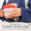 Picture of Itzy Ritzy Toddler Snack Cup - Spill-Proof Snack Cup for Toddlers with Soft Silicone Lid for Easy Food Access - Easy-To-Hold Kids Snack Container With Handles - Ideal for 12 months & Up (Mushroom)