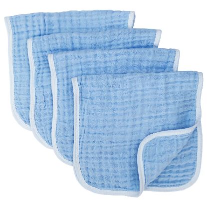 Picture of Synrroe Muslin Burp Cloths Large 20 by 10 Inches 100% Cotton 6 Layers Extra Absorbent and Soft 4 Pack Blue