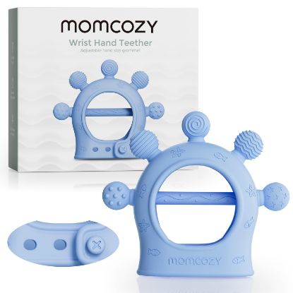 Picture of Momcozy Baby Teether Toys | Food Grade Silicone Teething Relief 0-6 Months | Toy 6-12 Months | Baby Essential | Blue