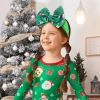 Picture of YanJie Christmas Baby Headband Red Bow Green Santa Printed Nylon Christmas Hairbands Infant Candy Cane Headband Toddler Hair Accessories Girls Newborn