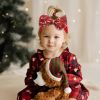 Picture of YanJie Christmas Baby Headband Red Bow Green Santa Printed Nylon Christmas Hairbands Infant Candy Cane Headband Toddler Hair Accessories Girls Newborn