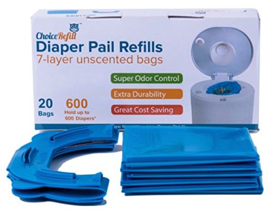Picture of ChoiceRefill Diaper Pail Refills (20 Bags, 600 Diapers) Compatible with All Munchkin Diaper Pails