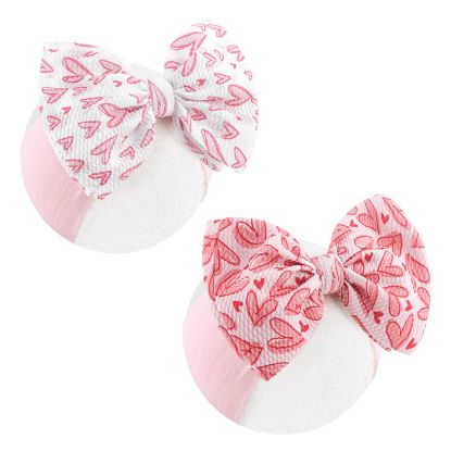 Picture of YanJie Valentines Baby Headband Bows Red Baby Bow Pink Newborn Heart Headbands Red for Girls Hair Bands Large Bows Girls Hair Accessories
