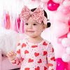 Picture of YanJie Valentines Baby Headband Bows Red Baby Bow Pink Newborn Heart Headbands Red for Girls Hair Bands Large Bows Girls Hair Accessories