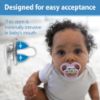 Picture of Dr. Brown's Advantage Glow-in-the-Dark Baby Pacifier, Fully Symmetrical Soother with Soft Silicone Bulb, Scooter Squirrel-Purple Nature, 6-18m, BPA Free, 4 Pack