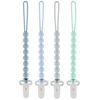 Picture of 4-Pack Silicone Pacifier Clips with One-Piece Beads for Baby Boys and Girls - Flexible and Rust-Free Holders for Teething Relief and Baby Essentials, Safe for Newborns (Blue)