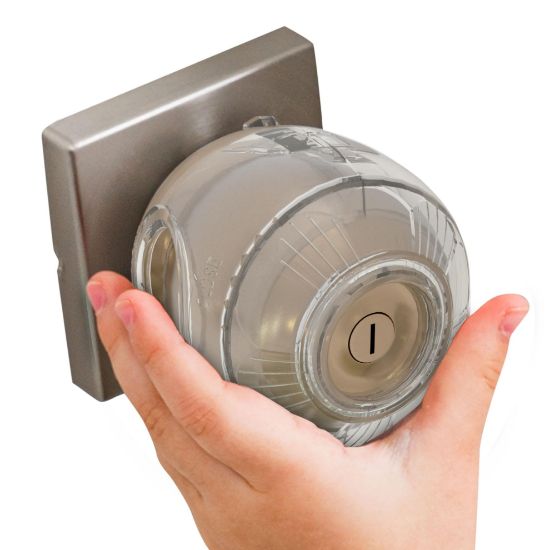 Picture of Child Safety Door Knob Cover (4 Pack) Hard-to-Remove Dual-Lock Door Handle Covers for Kids - Reusable Baby Proof Door Knob Locks - Installs Easily, No Tools Needed (Clear)