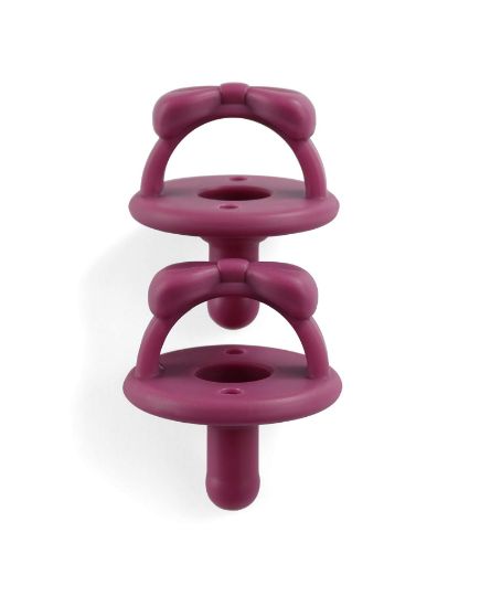 Picture of Itzy Ritzy Silicone Pacifiers for Newborn - Sweetie Soother Pacifiers Feature Collapsible Handle & Two Air Holes for Added Safety; for Ages Newborn and Up, Set of 2 in Sugarplum