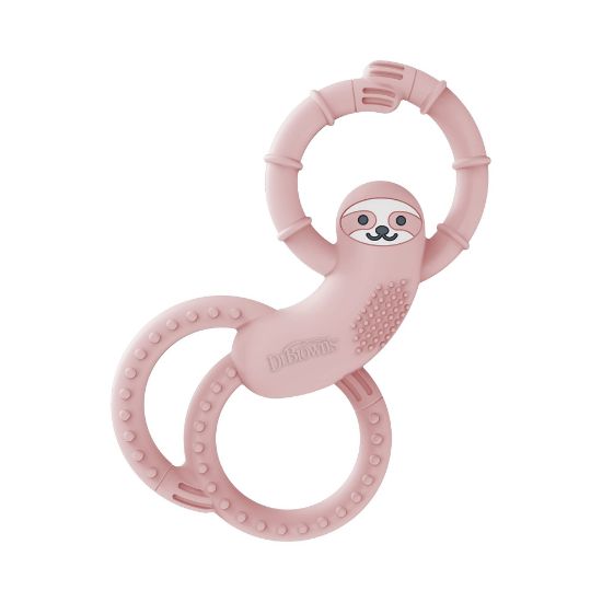 Picture of Dr. Brown's Flexees Pink Sloth, Soft 100% Silicone Baby Teether, BPA Free, 3m+