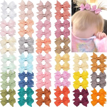 Picture of CÉLLOT Hair Clips for Baby Girls - 60 Tiny 2" Fully Covered Bows Barrettes for Infants and Toddlers