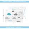 Picture of TILLYOU Toddler Pillowcase 2 Pack with Envelope Closure,Silky Soft Microfiber 13" x 18" Kids Travel Pillow Cases,Blue Clouds & Blue Stars