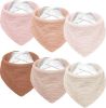 Picture of Susurration Muslin Baby Drool Bibs 6Pack Soft Triangular Baby Bandana Adjustable Bibs for Unisex Girls & Boys (Pink&Brown)