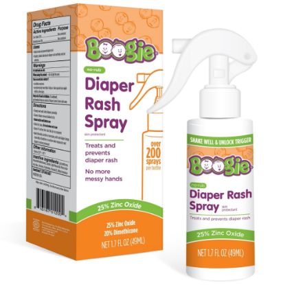 Picture of Boogie Diaper Rash Cream Spray for Baby, Travel Friendly No-Rub Touch Free Application for Sensitive Skin, Over 200 Sprays per Bottle, 1.7 oz (Pack of 1)