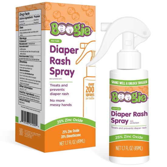Picture of Boogie Diaper Rash Cream Spray for Baby, Travel Friendly No-Rub Touch Free Application for Sensitive Skin, Over 200 Sprays per Bottle, 1.7 oz (Pack of 1)