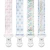 Picture of Baby Pacifier Clip Holder - Girl 4 Pack Gift Set - Vintage Floral Bows Ribbons Flowers French Blue Pink