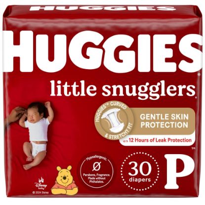 Picture of Huggies Newborn Diapers, Little Snugglers Baby Diapers, Size Preemie (up to 6 lbs), 30 Count