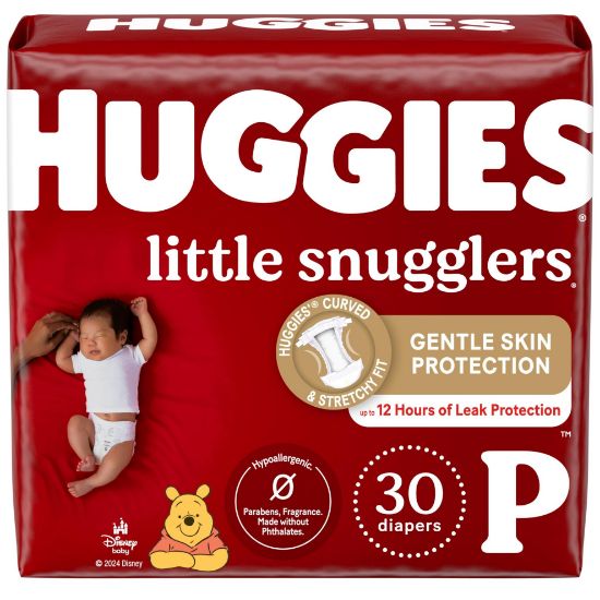 Picture of Huggies Newborn Diapers, Little Snugglers Baby Diapers, Size Preemie (up to 6 lbs), 30 Count