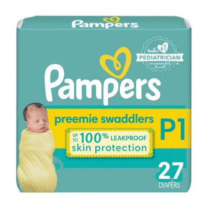 Picture of Pampers Baby Diapers - Swaddlers - Size P1, 27 Count, Ultra Absorbent Disposable Preemie Diaper