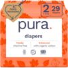 Picture of Pura Hypoallergenic Diapers, Size 2 (7-13 lbs) Totally Chlorine Free, Wetness Indicator, Suitable for Sensitive Skin, Soft Organic Cotton Comfort, Overnight, 1 Pack of 29 Baby Diapers