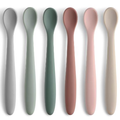 Picture of 6-Piece Silicone Baby Feeding Spoons, First Stage Infant Spoons, Soft-Tip Easy on Gums I Baby Training Spoon | Infant Utensils Feeding Supplies, Dishwasher & Boil-proof