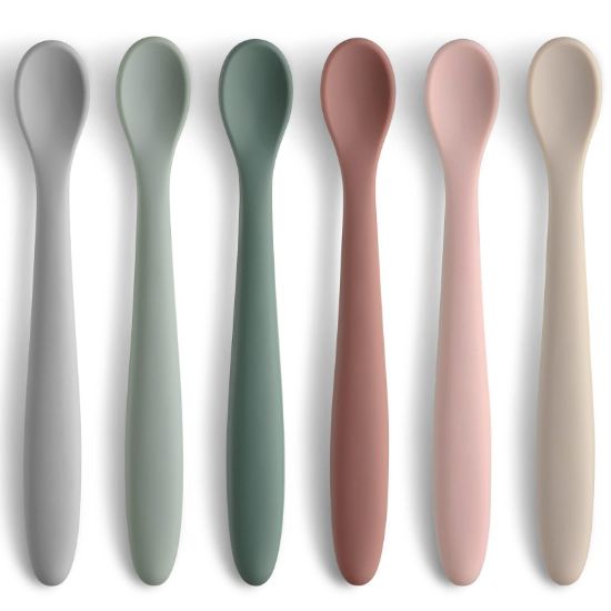Picture of 6-Piece Silicone Baby Feeding Spoons, First Stage Infant Spoons, Soft-Tip Easy on Gums I Baby Training Spoon | Infant Utensils Feeding Supplies, Dishwasher & Boil-proof