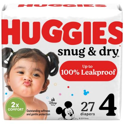 Picture of Huggies Size 4 Diapers, Snug & Dry Baby Diapers, Size 4 (22-37 lbs), 27 Count, Packaging May Vary