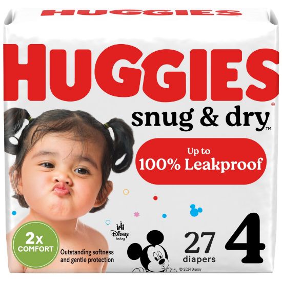 Picture of Huggies Size 4 Diapers, Snug & Dry Baby Diapers, Size 4 (22-37 lbs), 27 Count, Packaging May Vary