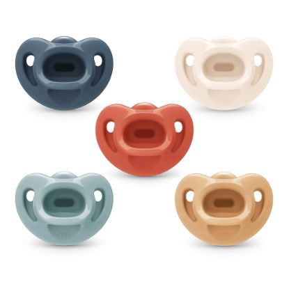 Picture of NUK Timeless Comfy Pacifier | 100% Silicone, One-Piece Design | BPA-Free, Gentle on Baby’s Skin | 5-Pack, for 6-18M