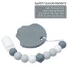 Picture of Pacifier Clip Baby Boys Girls Binky Holder Soothie Paci Clip Silicone Bead Teething Relief Teether Toy Baby Birthday Christmas Shower Set of 2 Pack(Oatmeal, Grey)