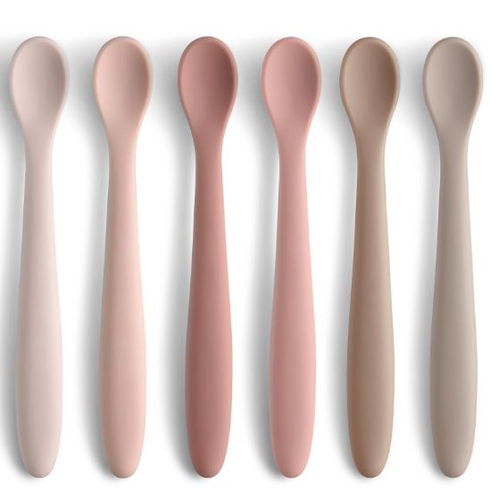 Picture of Silicone Baby Feeding Spoons, Training Spoon Self-feeding, First Stage Infant Soft-Tip Easy on Gums, Utensils Supplies, Dishwasher & Boil-proof, 6 Pack