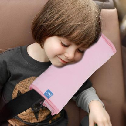 Picture of COOLBEBE Seat Belt Pillow for Kids, Extra Soft Toddler Travel Pillow for Car Seat, Universal Carseat Strap Cushion Pads for Childs Baby People Adults, Pink